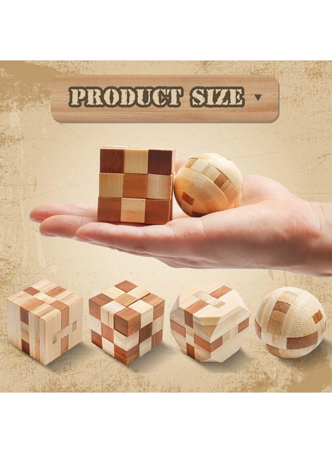 Rich Boxer 4 Pack Wooden Puzzle Games Brain Teasers Toy- 3D Puzzles for Teens and Adults - Wooden Logic Puzzle Wood Snake Cube Magic Cube Magic Ball Brain Teaser Intellectual Removing Assembling Toy - Image 2